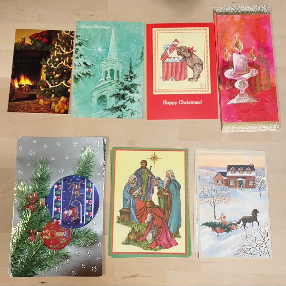 Vintage 80s Christmas card lot Of 13 unused, All Made In USA, Hallmark